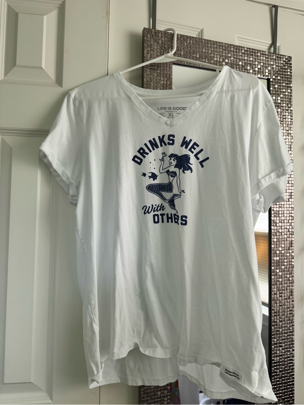 Life Is Good White Short-Sleeve Graphic Tee with Navy Print